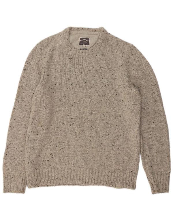 Maglione girocollo da uomo Fat Face, maglione grande, in lana screziata grigia