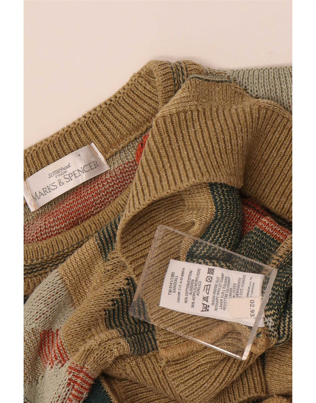 Marks & Spencer Mens Crew Neck Jumper Sweater XL Multicoloured Geometric