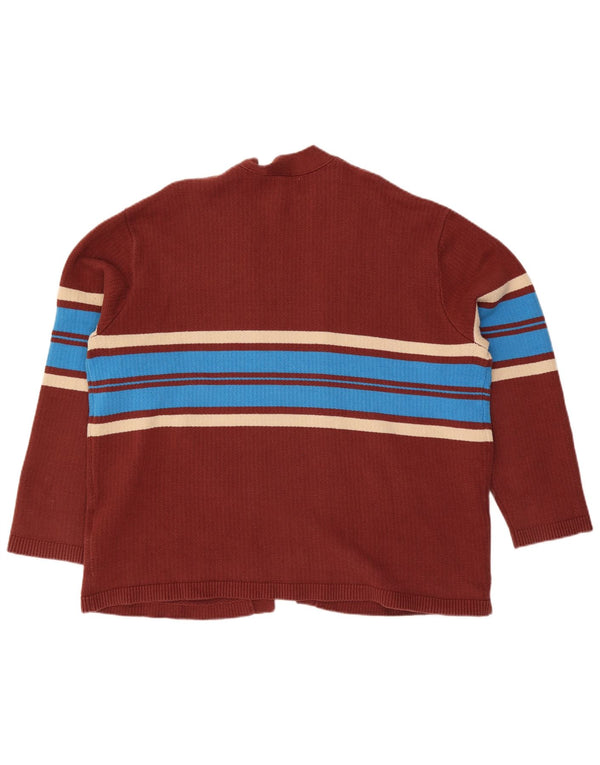 Levi's Womens Relaxed Open Cardigan Sweater UK 18 XL Maroon Gestreifte Baumwolle