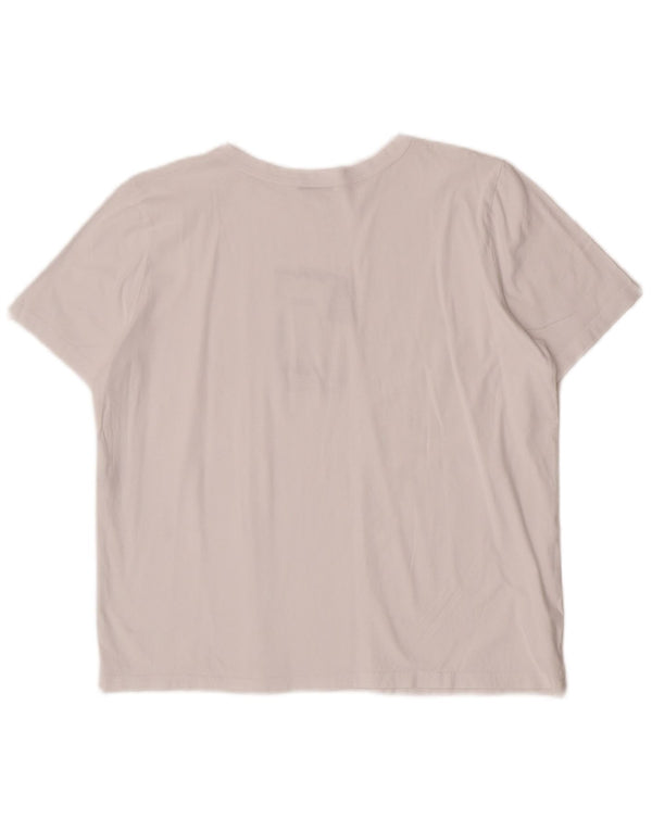 Zara Damen Grafik-T-Shirt-Oberteil UK 14 Large Weiße Baumwolle