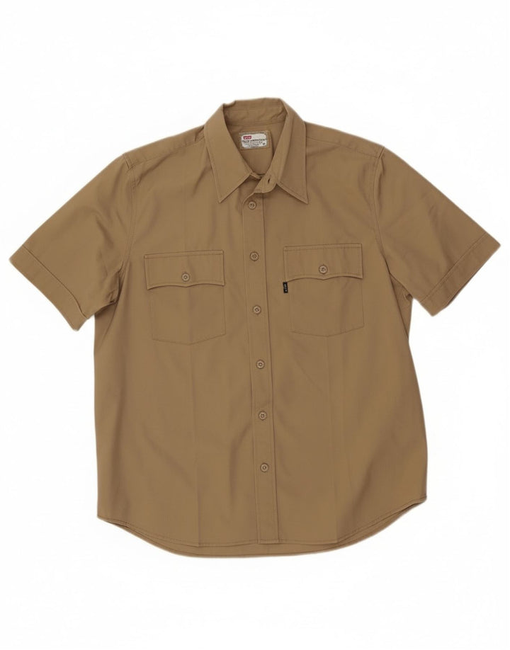 Levi's Mens Short Sleeve Shirt Medium Khaki Cotton