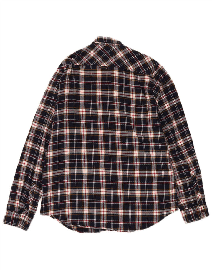 Superdry Mens Regular Fit Flannel Shirt XL Navy Blue Check Cotton