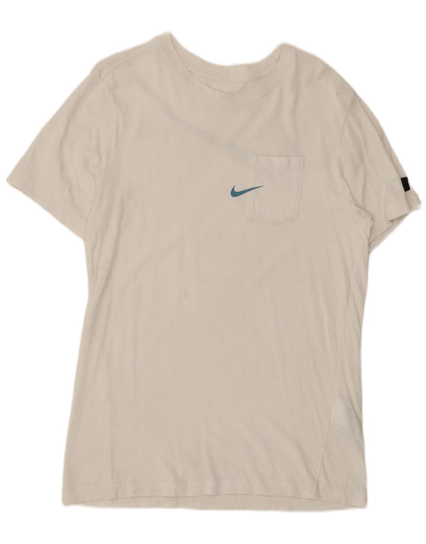 Męski T-shirt z grafiką Nike, mały, biały, bawełniany