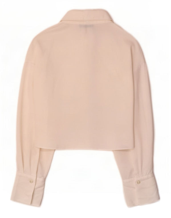 Zara Mujer Blusa Corta Camisera UK 6 XS Blanco