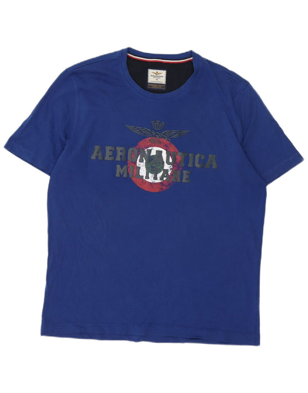 Aeronautica Militare Mens Graphic T-Shirt Top 2XL Blue