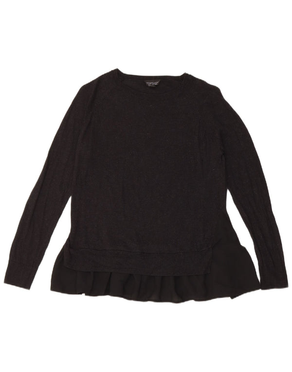 Topshop Dame Boat Neck Jumper Sweater UK 6 XS Sort Polyester