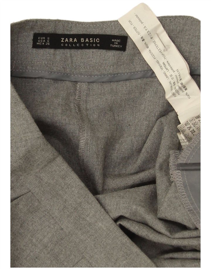 Zara Dame Cullotes Capri Bukser Small W26 L19 Grå Flecked Polyester