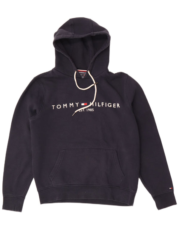 Tommy Hilfiger Mens Graphic Hoodie Jumper Medium Navy Blue Cotton