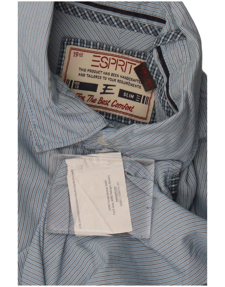 ESPRIT Slim-Fit-Hemd für Herren, groß, blau, Nadelstreifen