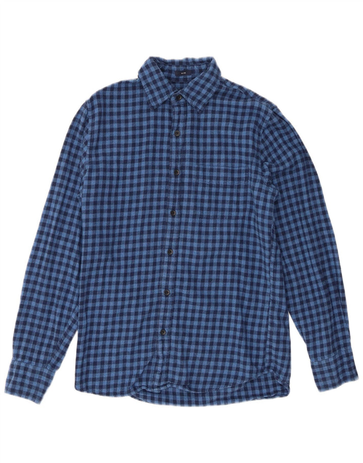 J. Crew Mens Slim Fit Flannel Shirt Small Blue Gingham Cotton