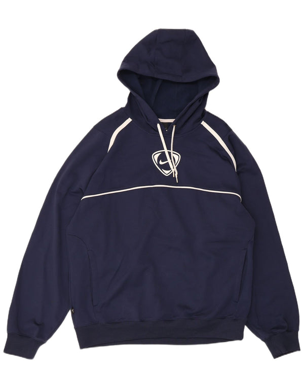 Nike Ανδρικά Hoodie Jumper UK 42/44 Large Navy Blue ριγέ πολυεστέρας