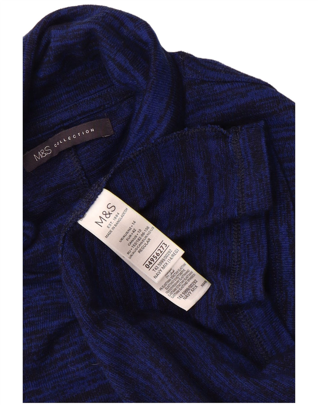 Marks & Spencer Womens Jumper Dress UK 14 Large Navy Blue Flecked Polyester