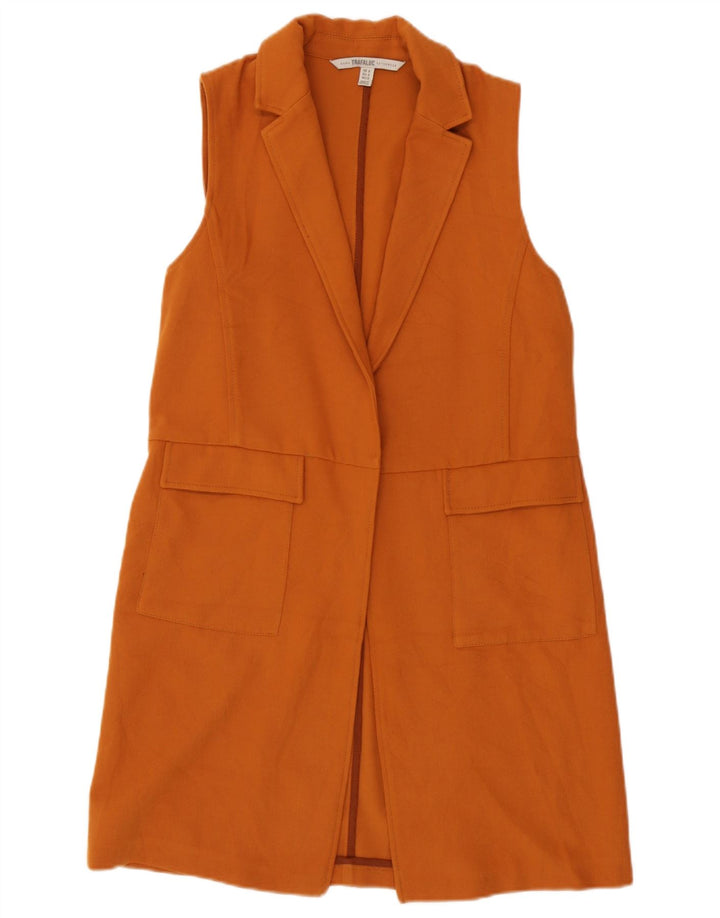 Zara Damen Trafaluc Longline Gilet UK 12 Mittelorange Polyester