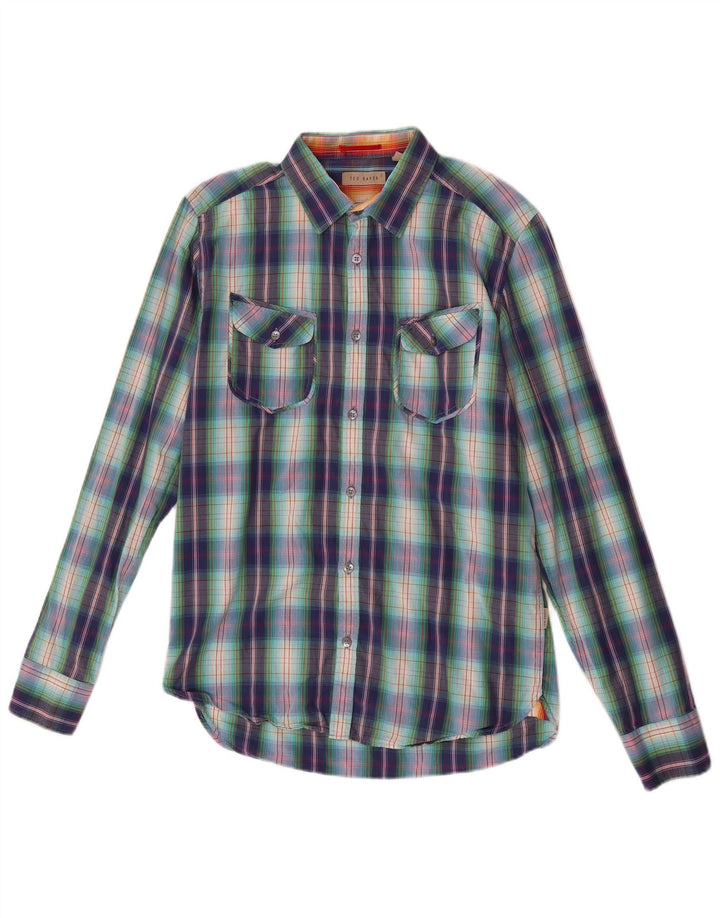 Camicia da uomo Ted Baker taglia 3 cotone a quadri multicolore medio