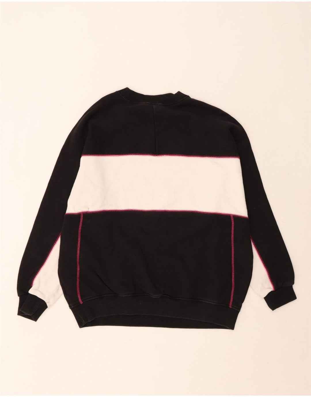 ADIDAS Womens Oversized Sweatshirt Jumper UK 14 Large  Black Colourblock Vintage Adidas and Second-Hand Adidas from Messina Hembry 