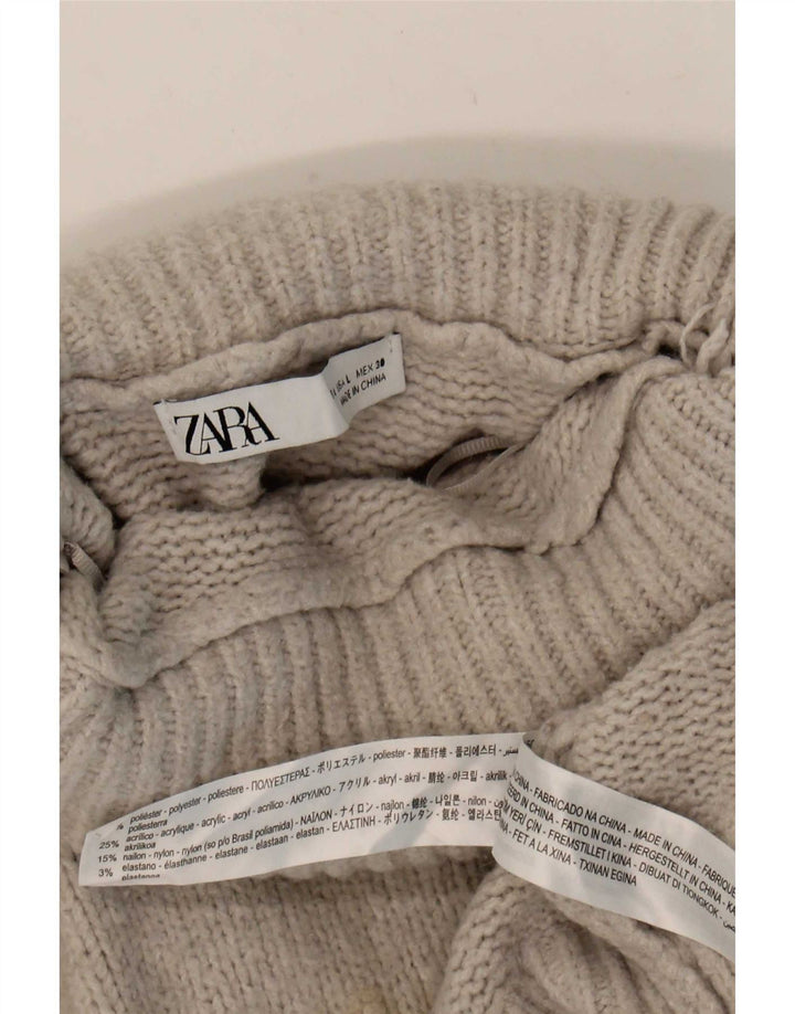 Maglione maglione oversize con collo alto da donna Zara UK 14 grande poliestere grigio