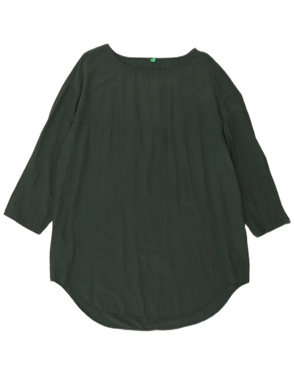 Top cu tunică Benetton pentru femei cu mâneci 3/4 UK 16, mare, verde, viscoză