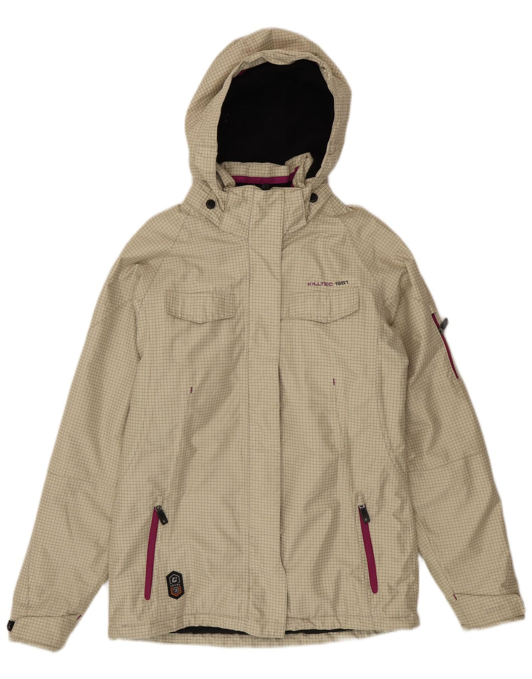 Killtec Girls Windbreaker Jacket 15-16 Years Beige Check Polyester