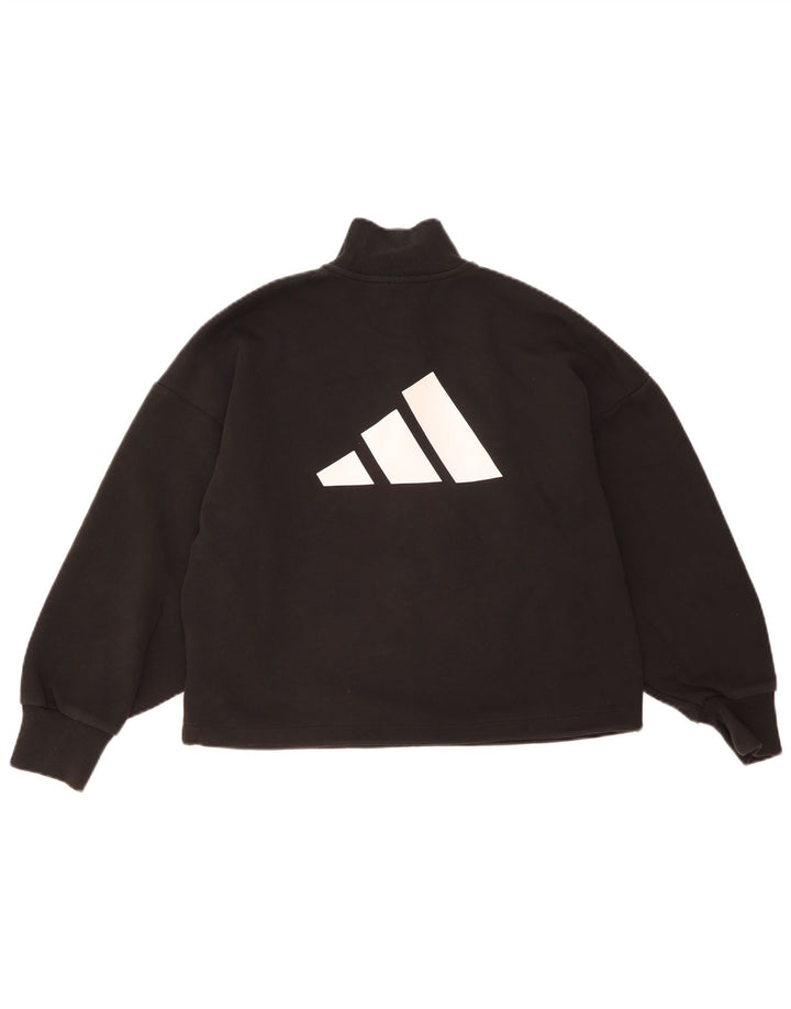 Adidas Womens Oversized Graphic Sweatshirt Jumper UK 12/14 Medium Black
