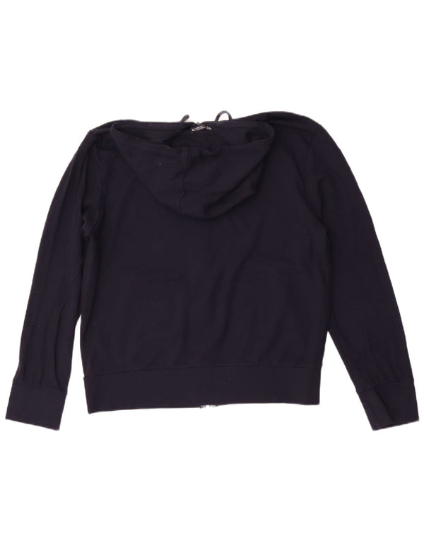 Zara Damen Zip Hoodie Pullover UK 14 Medium Marineblau Viskose