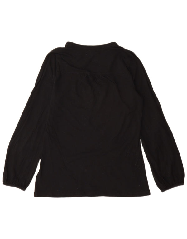 Ralph Lauren Damen Langarm-Blusenoberteil UK 12 Mittelschwarze Baumwolle