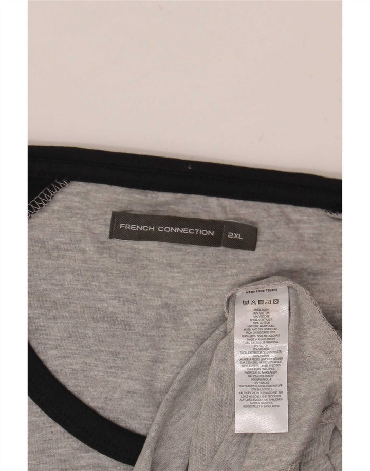 French Connection Mens Top Long Sleeve 2XL Grey Colourblock Cotton
