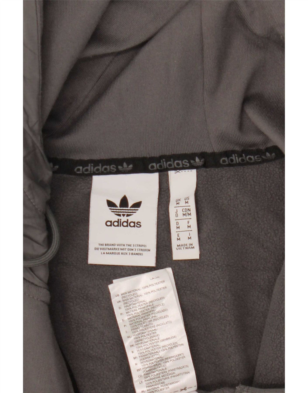 Pulover Adidas pentru bărbați, cu fermoar, gri mediu, poliester color bloc