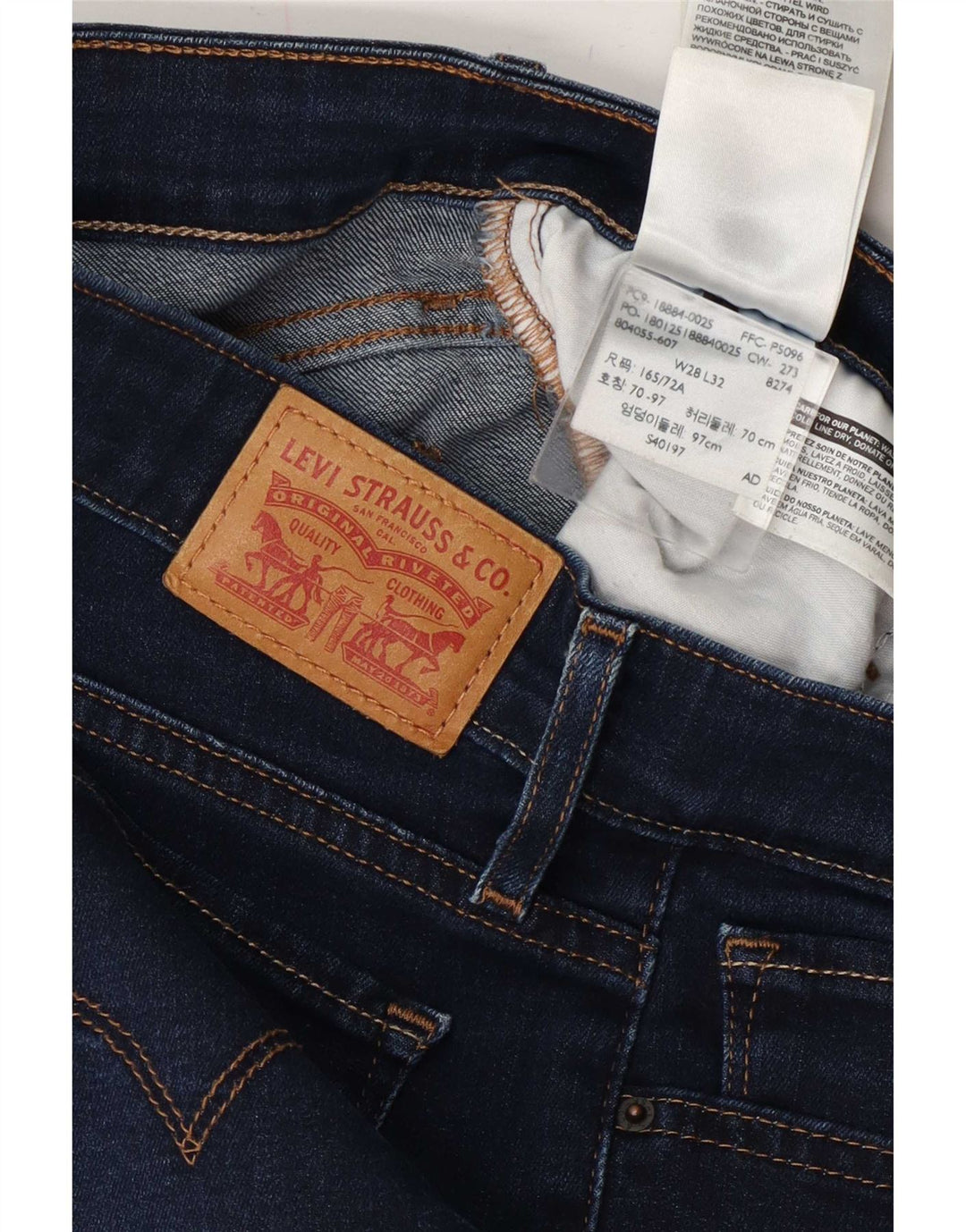 Levi's Womens 712 Slim Jeans W28 L32 Navy Blue Cotton