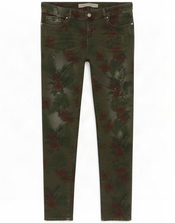 Guess Womens Low Skinny Jeans W31 L31 Khaki Floral Cotton