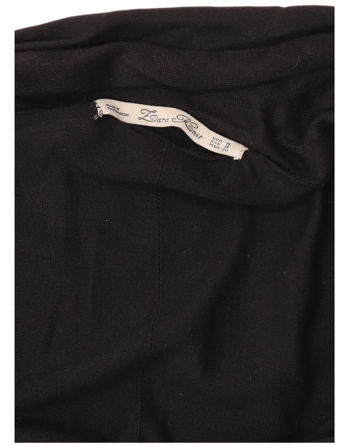 Zara Womens Open Cardigan Sweater UK 12 Medium Black