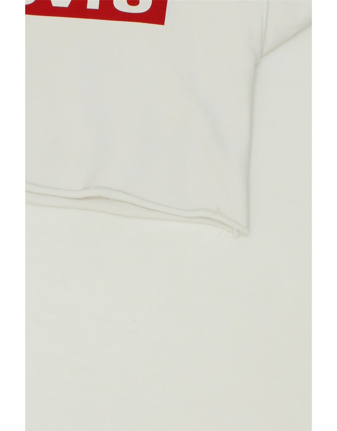 LEVI'S Womens Oversized Crop Graphic Sweatshirt Jumper UK 6 XS White Vintage Levi's and Second-Hand Levi's from Messina Hembry 