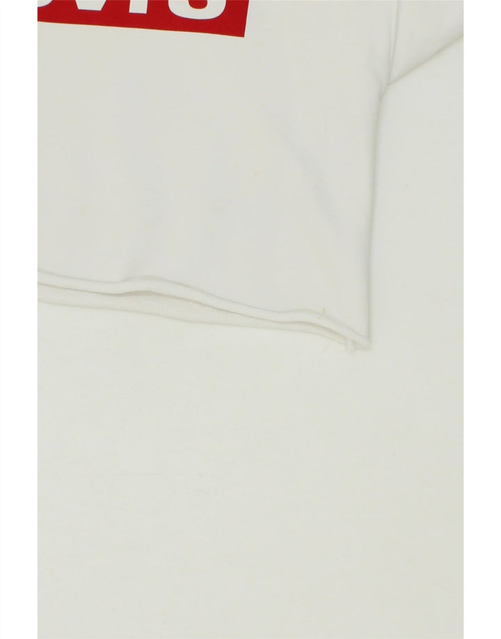 LEVI'S Womens Oversized Crop Graphic Sweatshirt Jumper UK 6 XS White Vintage Levi's and Second-Hand Levi's from Messina Hembry 