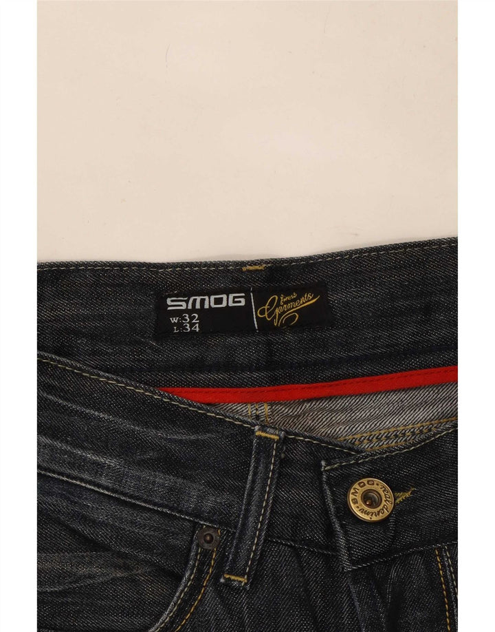Smog Mens Bootcut Jeans W32 L34 Navy Blue