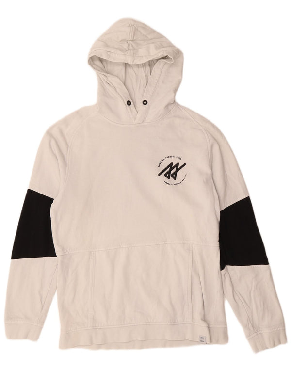 Jack & Jones Mens Hoodie Jumper Large White Colourblock Cotton