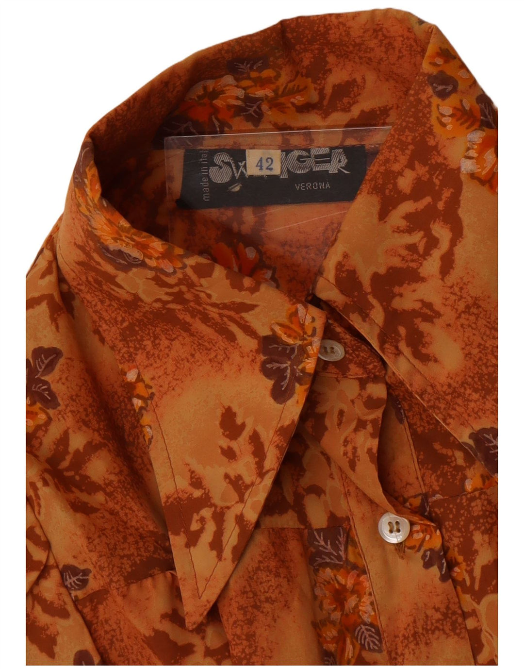 Vintage Womens Shirt IT 42 Medium Orange Floral