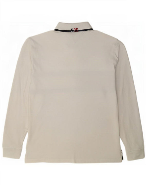 Polo da rugby da uomo a maniche lunghe Tommy Hilfiger, colore bianco medio