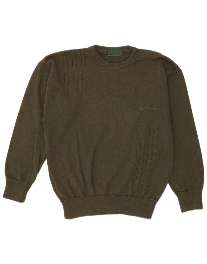 Charles Dubourg Mens Crew Neck Jumper Sweater Medium Green Wool