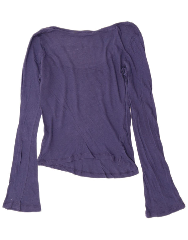 Armani Jeans Damen Crop Graphic Top Langarm UK 14 Mittelblaue Baumwolle
