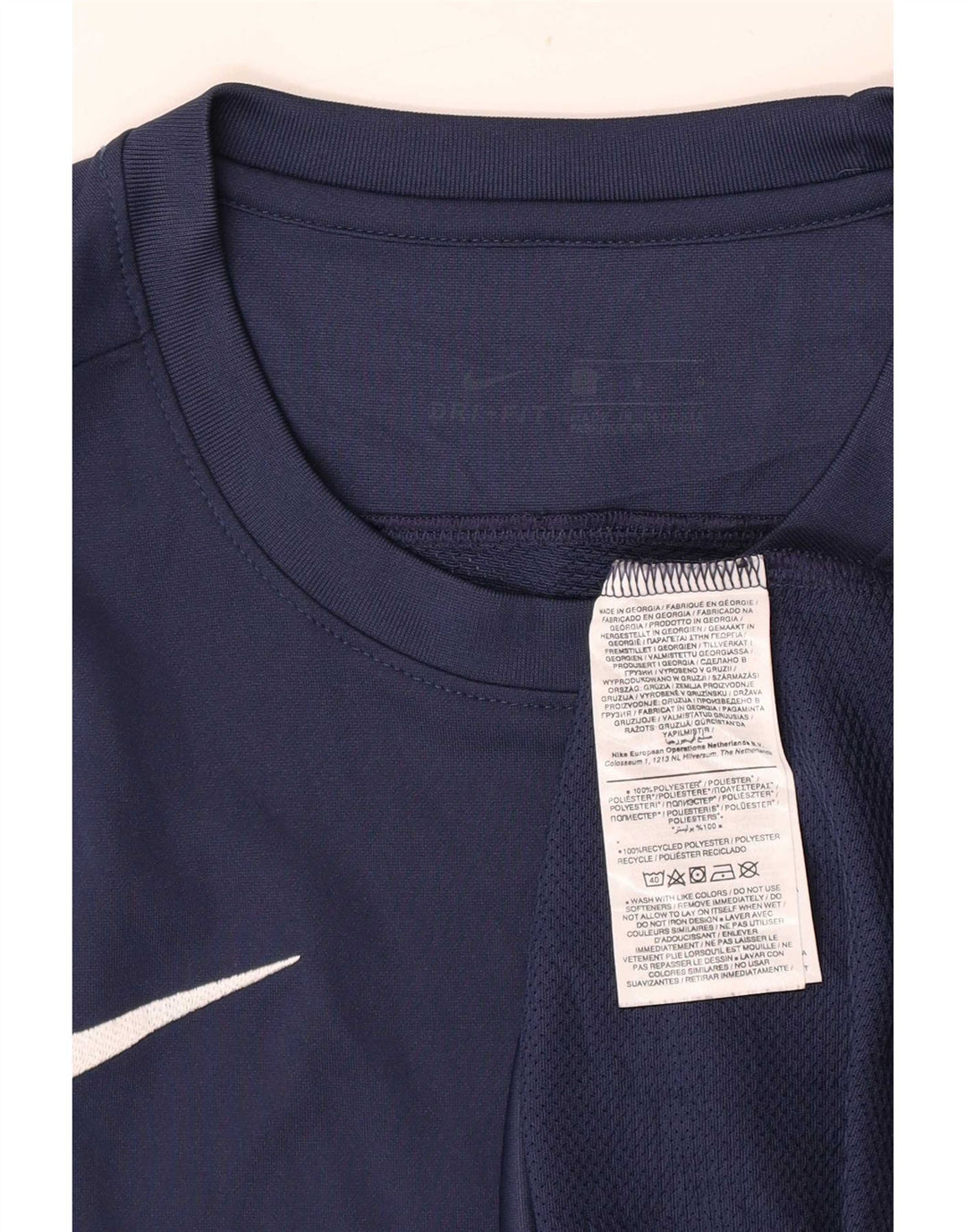 Nike Mens Dri Fit T-Shirt Top Large Navy Blue Polyester