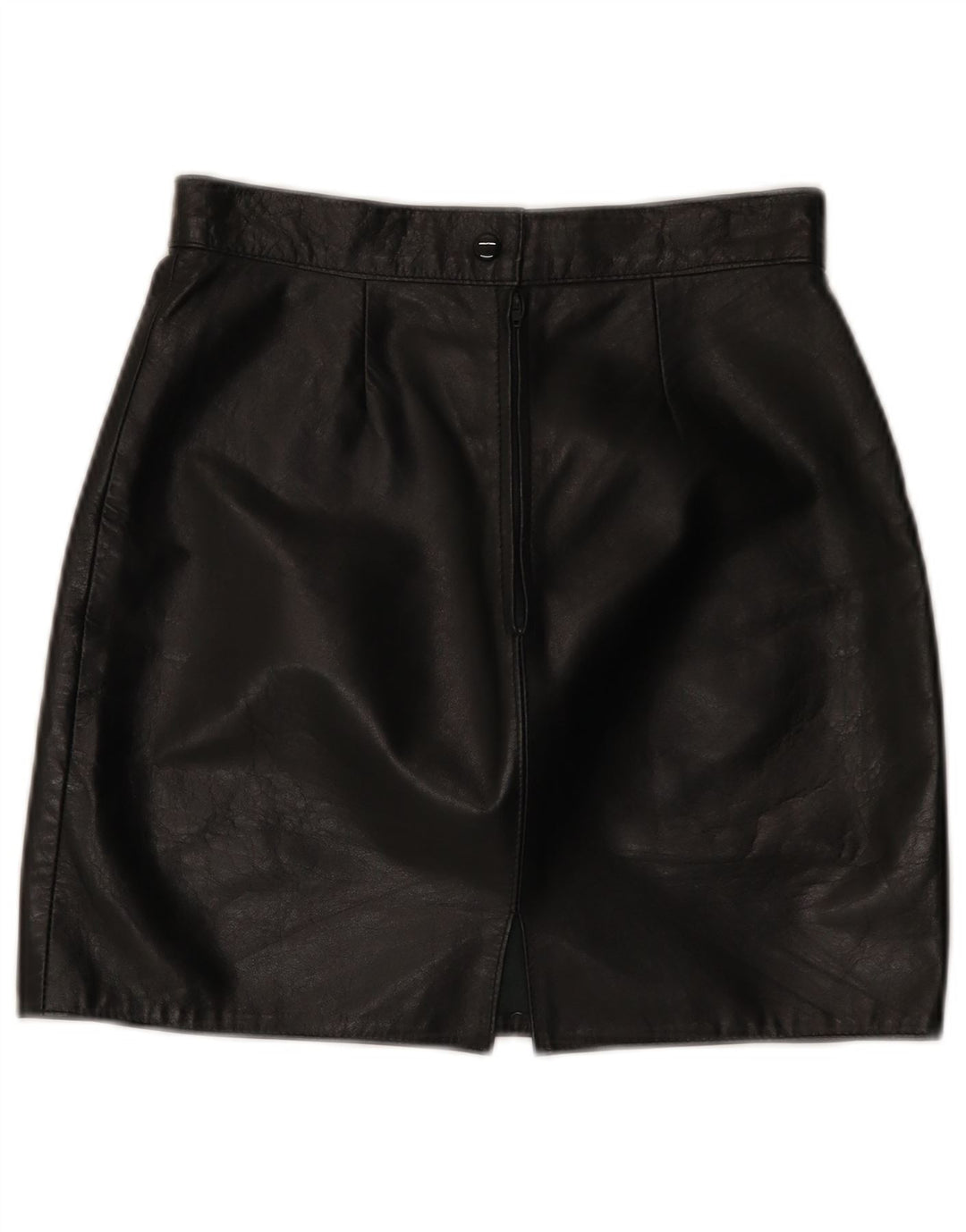 Vintage Womens Mini Leather Skirt IT 44 Medium W26 Black Leather