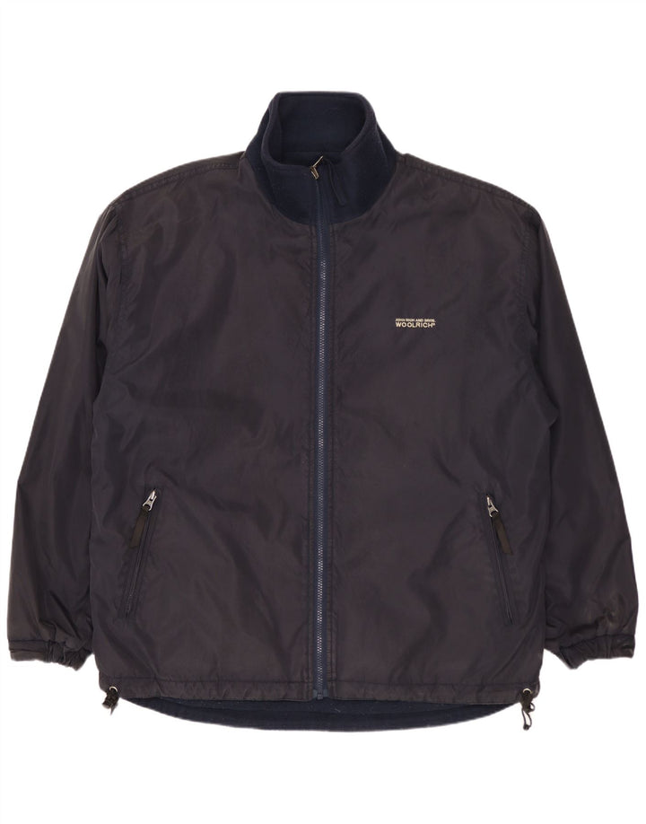 WOOLRICH Mens Reversible Jacket UK 40 Large Navy Blue Nylon