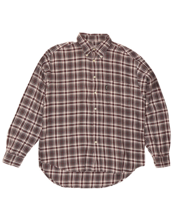 Camicia Fila da uomo in flanella di cotone a quadri grigio medio