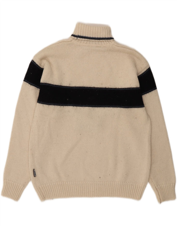 Knock Out Maglione da uomo con collo alto e maglione in lana color block bianco medio