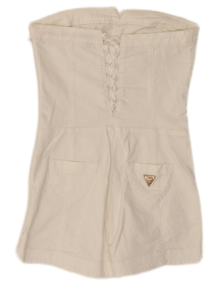 GUESS Womens Denim Strapless Playsuit UK 6 XS White