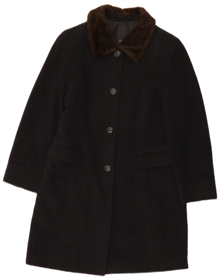 Gil Bret Womens Overcoat UK 14 Medium Black Wool
