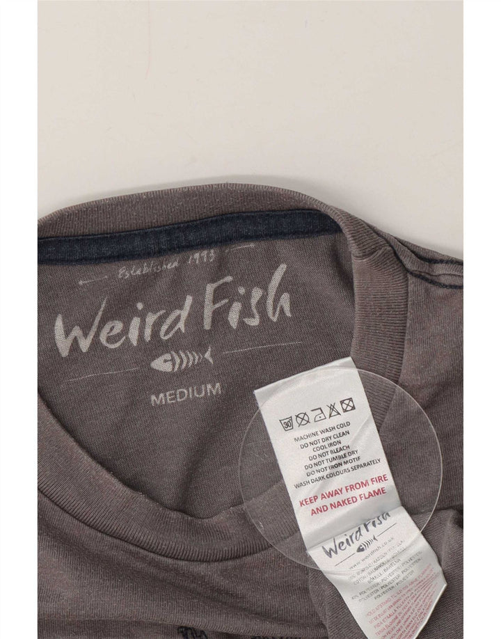 Weird Fish Mens Graphic T-Shirt Top Medium Grey Cotton