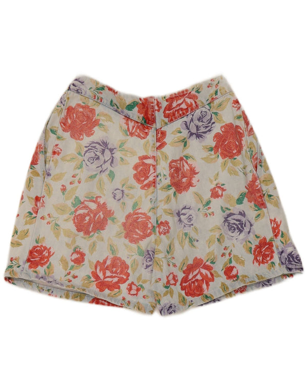 Vintage Womens Pegged Denim Shorts IT 40 Small W25 Multicoloured Floral