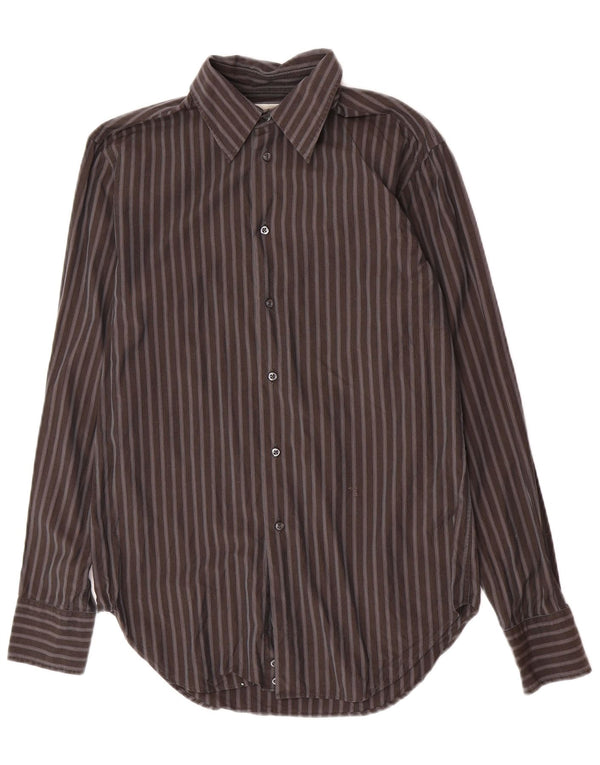 Camicia Trussardi Uomo Taglia 39 15 1/2 Cotone Rigato Grigio Medio