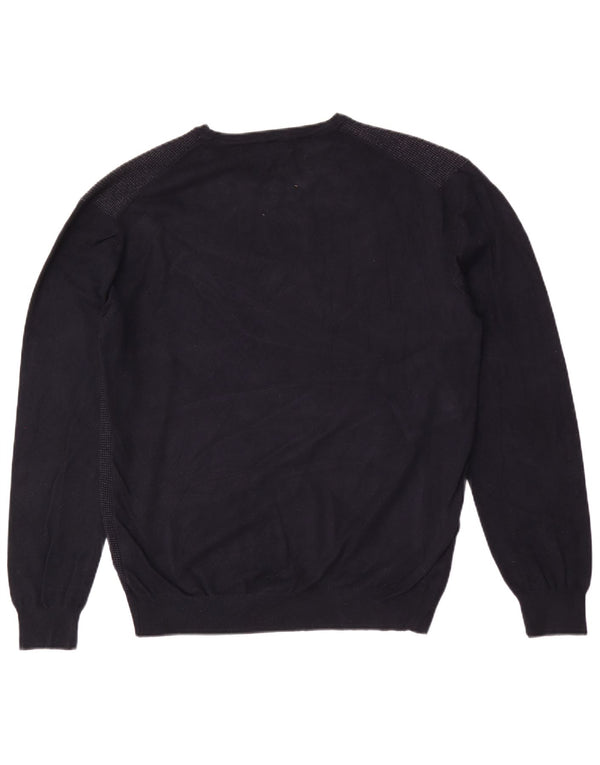 Trussardi Womens Boat Neck Jumper Sweater UK 18 XL Navy Blue Viscose