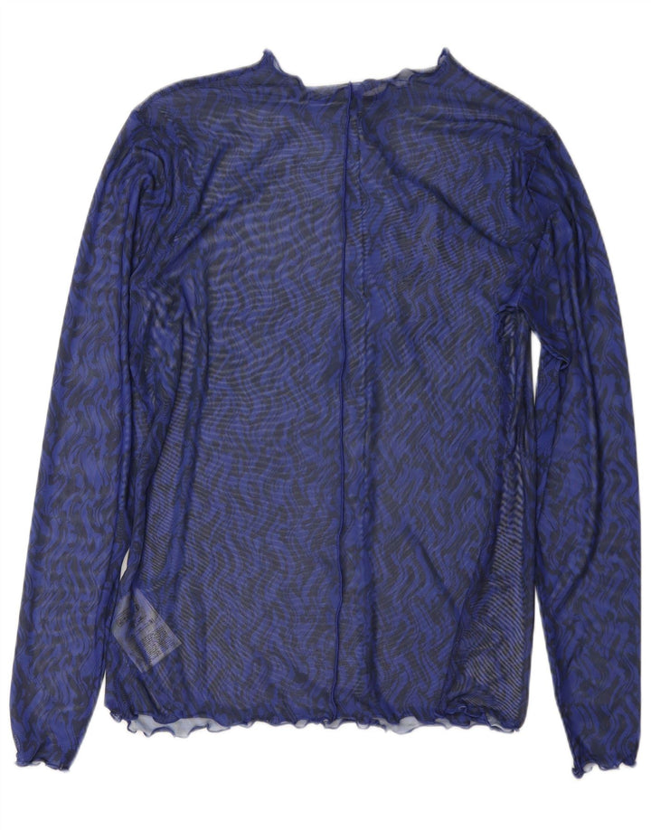 Part Two Womens Long Sleeve See Through Top UK 18 XL Blue Chevron Polyester